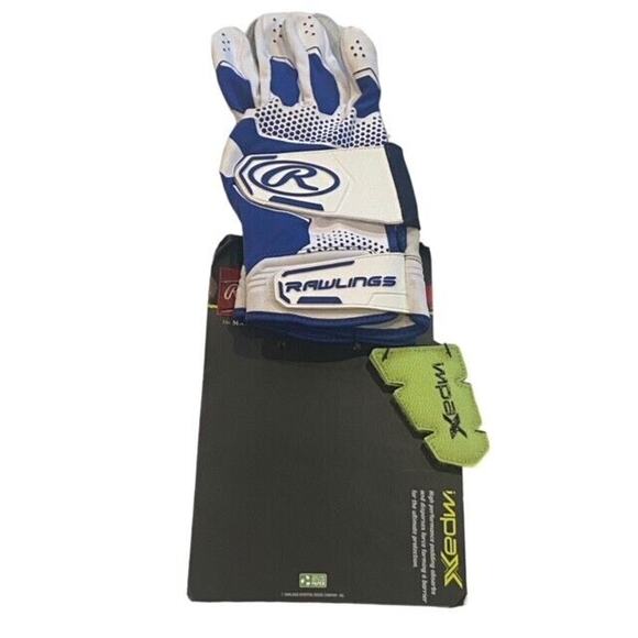 Adult Rawlings Workhorse Batting Gloves Womans Size XL White Blue Softball - Picture 5 of 5